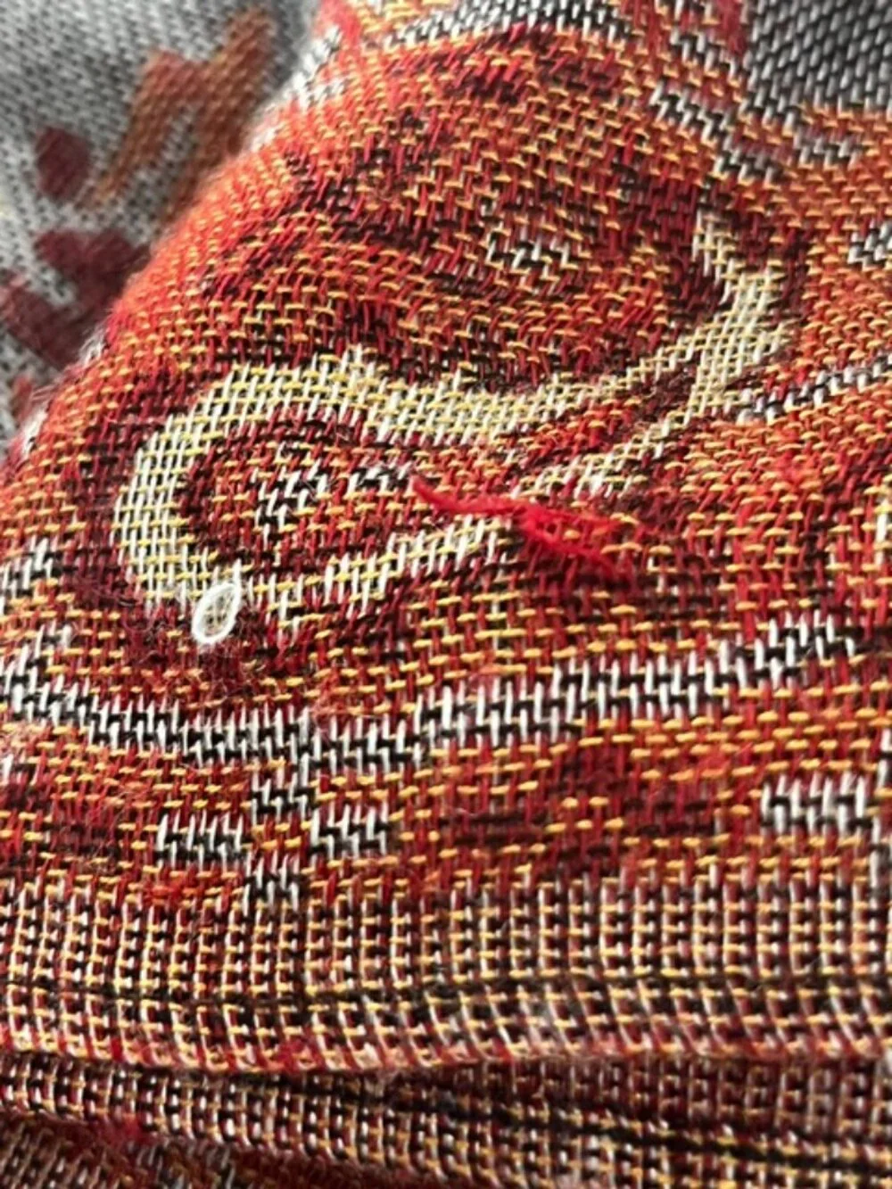 Scarf Wrap Pashmina Paisley Fringe Blue Orange